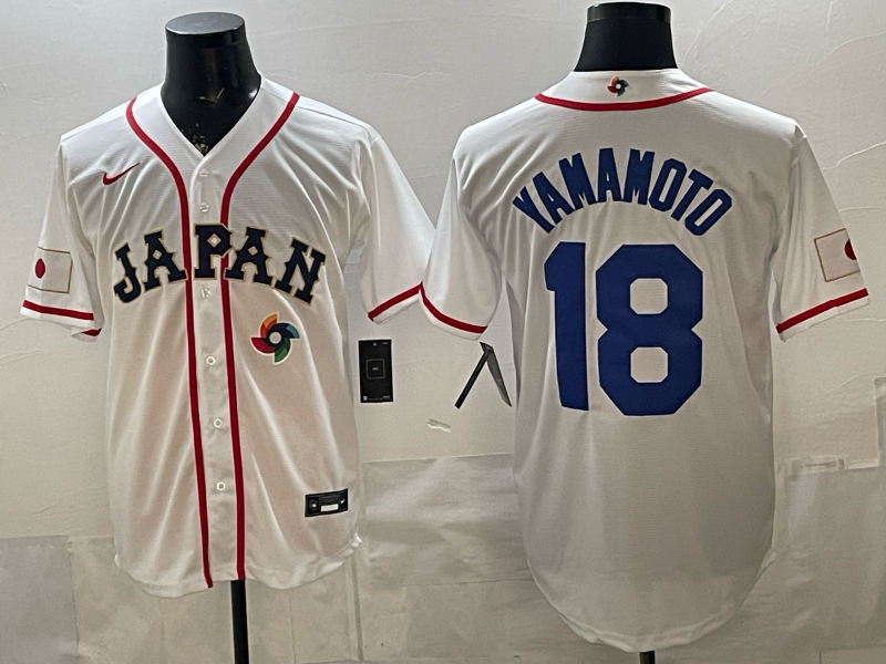Men 2026 World Cub USA #18 Yamamoto white Nike MLB Jersey 005